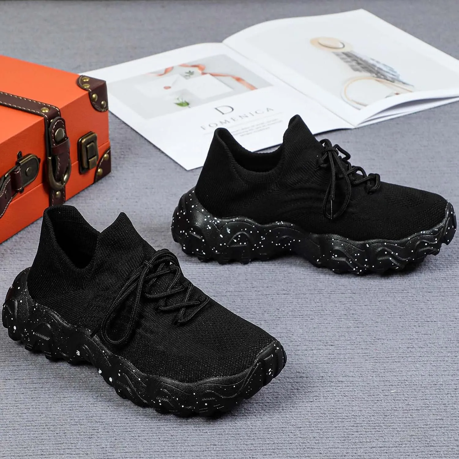 ZSpzx Women's Comfortable Breathable Knitted Sneakers, 2025 Summer Lace Up Low Top Slip On Sneakers, Casual Walking Shoes for Women,Lightweight Mesh Running Shoes,Women's Mesh Orthopedic Sneakers