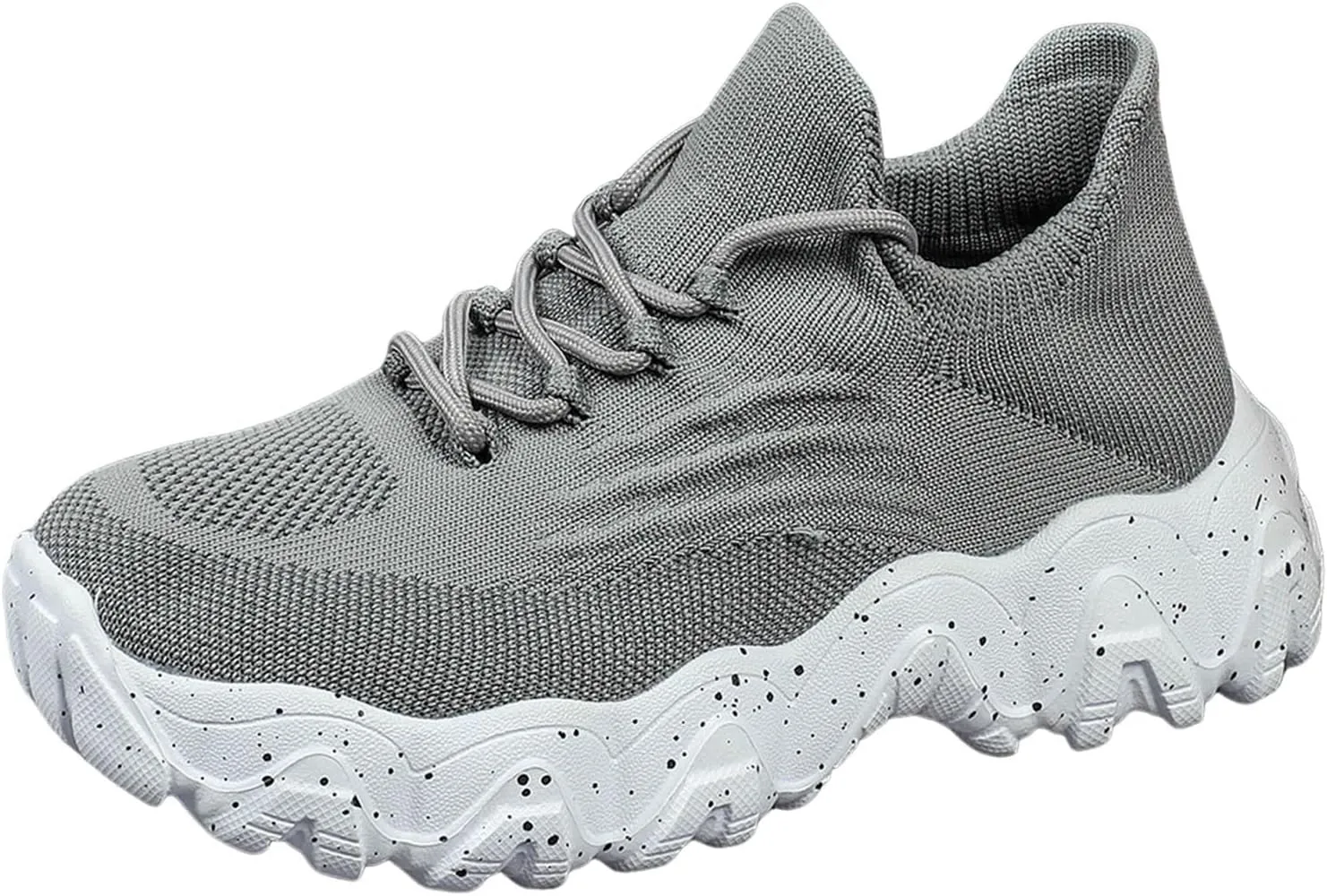 ZSpzx Women's Comfortable Breathable Knitted Sneakers, 2025 Summer Lace Up Low Top Slip On Sneakers, Casual Walking Shoes for Women,Lightweight Mesh Running Shoes,Women's Mesh Orthopedic Sneakers