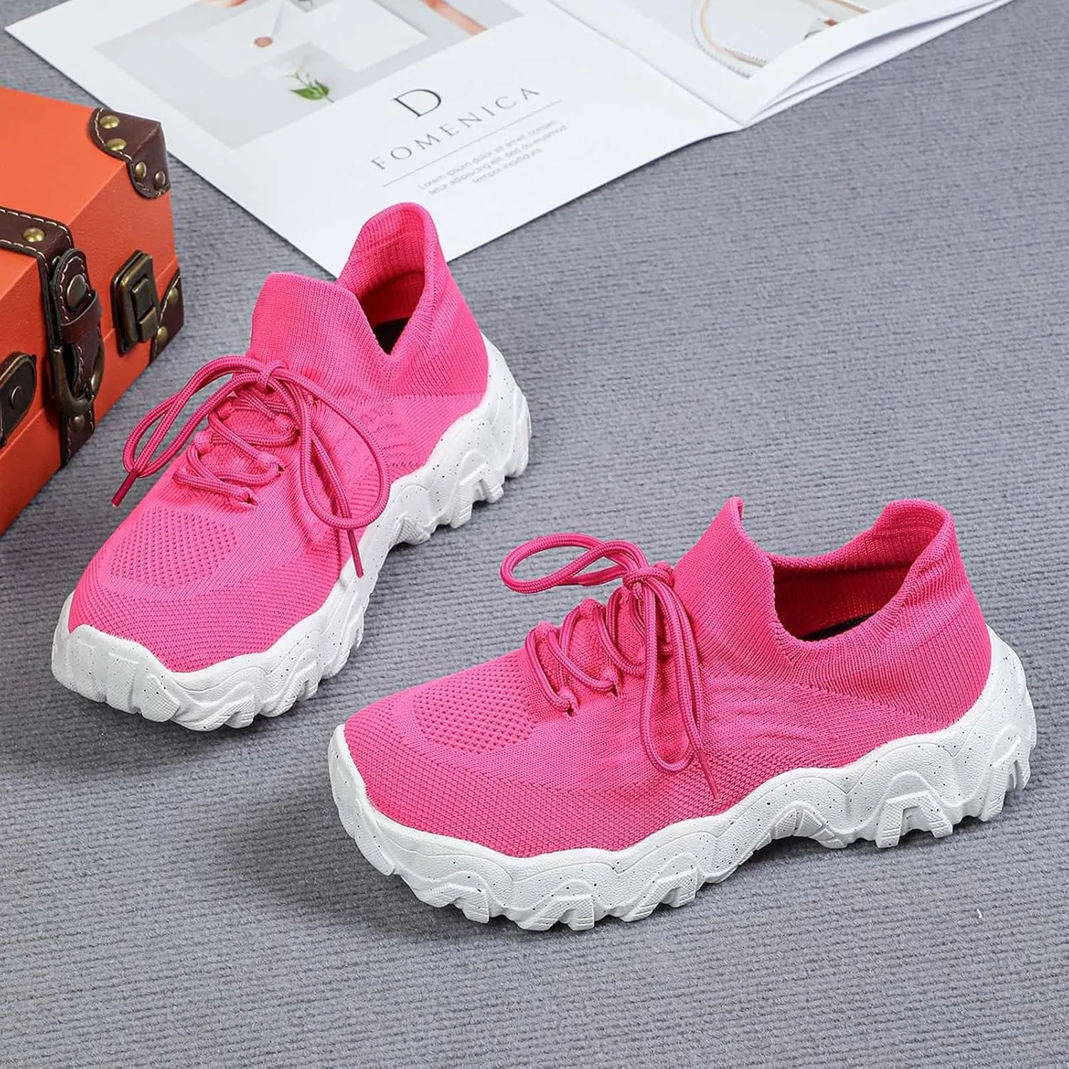 ZSpzx Women's Comfortable Breathable Knitted Sneakers, 2025 Summer Lace Up Low Top Slip On Sneakers, Casual Walking Shoes for Women,Lightweight Mesh Running Shoes,Women's Mesh Orthopedic Sneakers