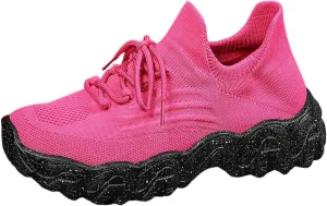 ZSpzx Women's Comfortable Breathable Knitted Sneakers, 2025 Summer Lace Up Low Top Slip On Sneakers, Casual Walking Shoes for Women,Lightweight Mesh Running Shoes,Women's Mesh Orthopedic Sneakers