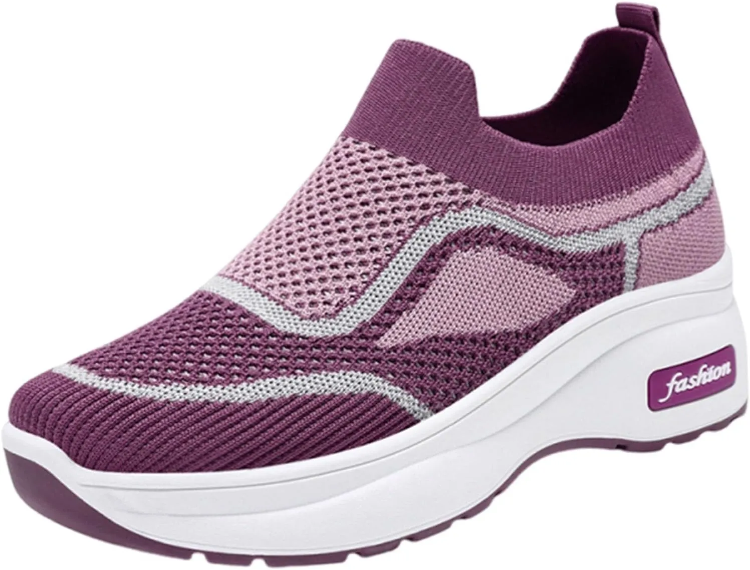 ZSpzx Womens Jogging Tennis Sneakers Slip On Air Cushioned Padded Insole Orthopedic Platform Shoes Walking Sneaker Breathable Mesh Casual Comfy Lightweight Shoe for Gym Travel Daily Wear