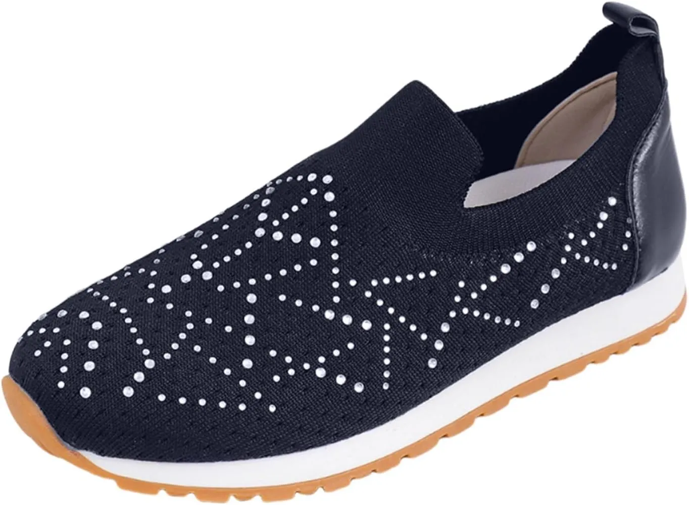 ZSpzx Women's Low-Top Slip Ons Fashion Sneakers Casual Knit Cutout Boat Shoes for Women Comfortable Flats Breathable Padded Insole Slip on Sneaker Ladies Jogging Tennis Footwear for Gym Travel