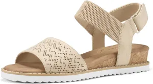 ZURIN Womens Comfortable Flat Sandals Open Toe Elastic Ankle Strap Low Wedge Sandals for Women Casual Dressy Summer